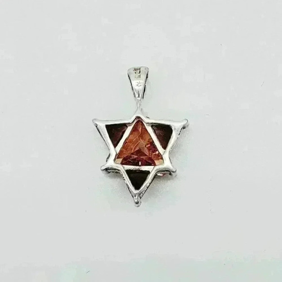 Sterling Silver Star Pendant with Citrine and Smokey Quartz - Picture 3 of 3